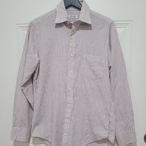 CK Calvin Klein 14 1/2 32/33 White Shirt Red Gray Stripes